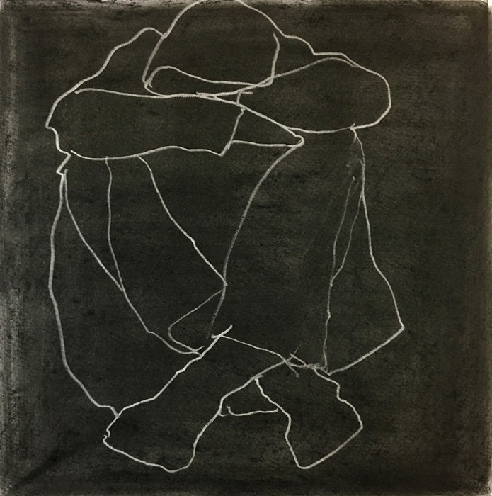 sitting, 2020, H50 x W50 cm, charcoal drawing
