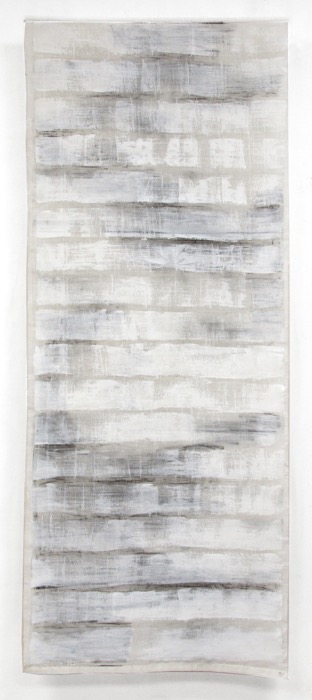 Construction 5, 2022, H143 x W 57 cm, charcoal drawing and paint on fabric