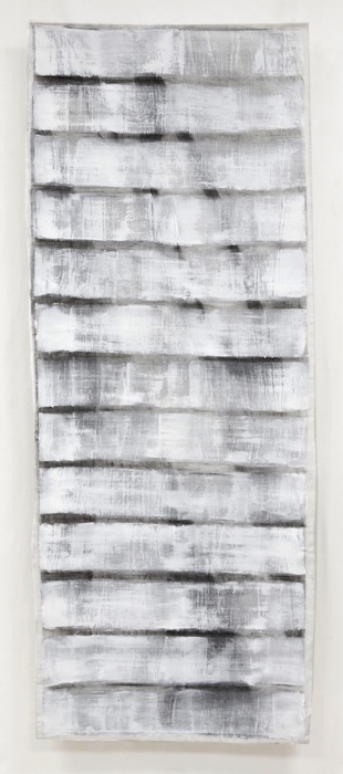 Construction 4, 2022, H142 x W 55 cm, charcoal drawing and paint on fabric